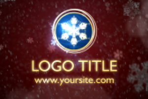 Логотип на красном фоне и снег