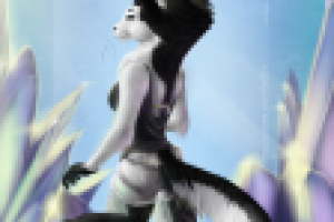 антропоморфная девушка среди кристаллов