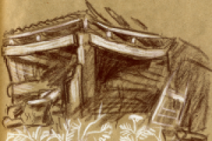 Старая дровница (пастельные карандаши)