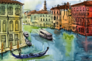 Большой Канал (акварель, гелевая ручка)