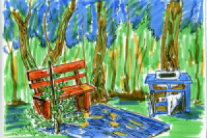 Уголок усадьбы (фломастеры, лайнер)