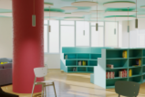 Стеллаж в детской библиотеке