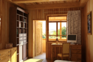 Спальня с лоджией (дизайн проект квартиры-студии, стиль Кантри)