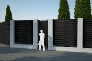 Металлические ворота и калитка в стиле минимализм