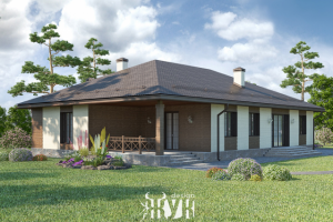 Одноэтажный загородный дом в современном стиле