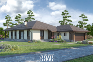 Одноэтажный загородный дом в современном стиле