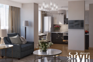 Современный дизайн квартиры в светло-бежевой гамме