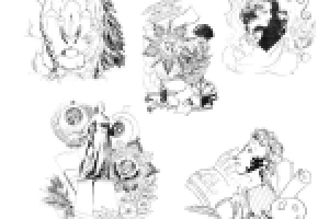 карандаш, тушь