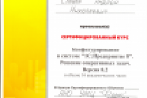 Свидетельство: Решение оперативных задач