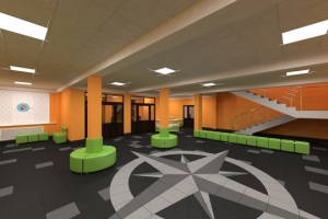 Дизайн-проект холла для школы МЧС (осуществлен)