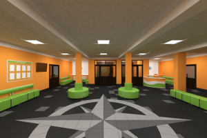 Дизайн-проект холла для школы МЧС (осуществлен)