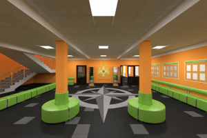 Дизайн-проект холла для школы МЧС (осуществлен)