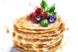 Иллюстрация блинов акварелью