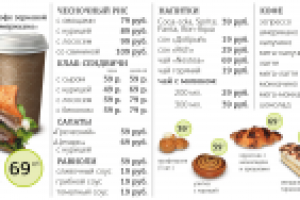 Часть меню для «Pasta Box»