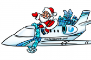 Санта Клаус и самолет Private Jet