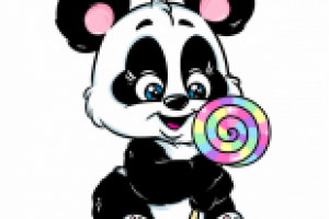 Панда с конфеткой леденцом