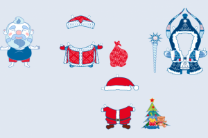 Дед Мороз кукла для вырезания