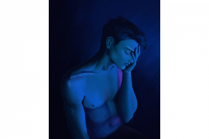 Портрет по фотографии в синих тонах