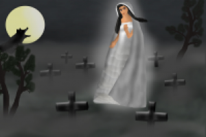 Моя женщина, гуляющая в атмосфере кладбища...