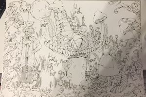 Лайн-арт к "Алиса в стране чудес.."