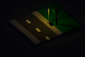 Воксель-арт - Ночная улица