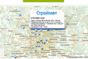 Каталог дилеров поверх карты