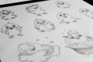 Эскизы стикеров (карандаш)