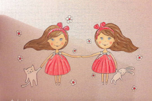 Роспись стены в детской для близняшек