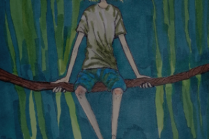 болотный мальчик с зелёными волосами