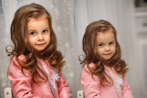 Девочка (кадрирование фото по правилам золот. сечения) и ретушь