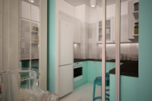 интерьер кухни в  однокомнатной квартире ЖК Водный