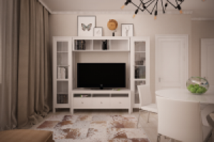 Кухня-гостинная в трехкомнатной квартире. ЖК Водный