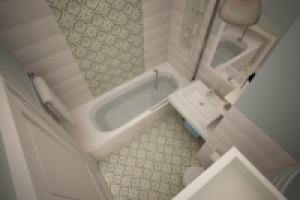 Ванна в трехкомнатной квартире. ЖК Водный