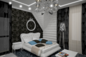 Вариант спальни  в доме из бруса