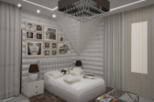 Вариант спальни  в доме из бруса