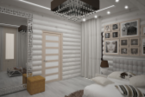 Вариант спальни  в доме из бруса