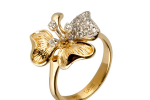 Кольцо. Зотолой клевер с бриллиантами