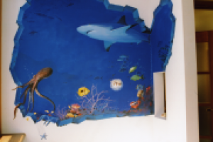 Оформление области стены для большого морского аквариума