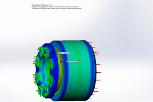 Статический расчет нагрузки гидравлического поршня. SOLIDWORKS