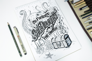 Постер с леттерингом в готическом стиле. Скетч.