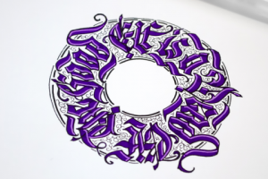 Кольцо - леттеринг, готический стиль.