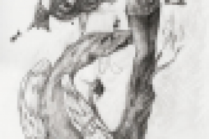 Winged look a girl and a sad dragon