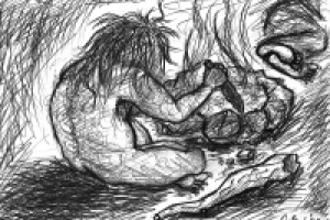 Первобытные люди, карандаш, бумага