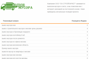 Сайт по вывозу мусора