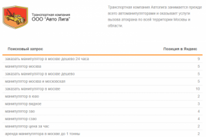 Продвижение транспортной компании