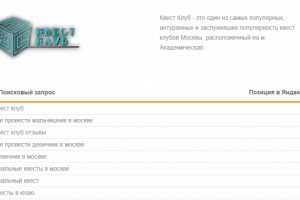 Продвижение квест клуба в Москве
