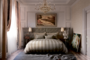 Реконструкция жилого дома. Интерьер спальни в стиле ар-деко