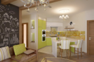 Гостиная / столовая / кухня. Вид 3