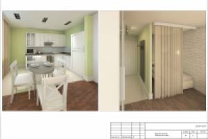 Проект. Квартира 38,0 кв.м. Обмерочный план. Интерьер. Вид 3.