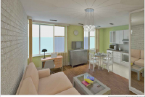 Проект. Квартира 38,0 кв.м. Обмерочный план. Интерьер. Вид 2.